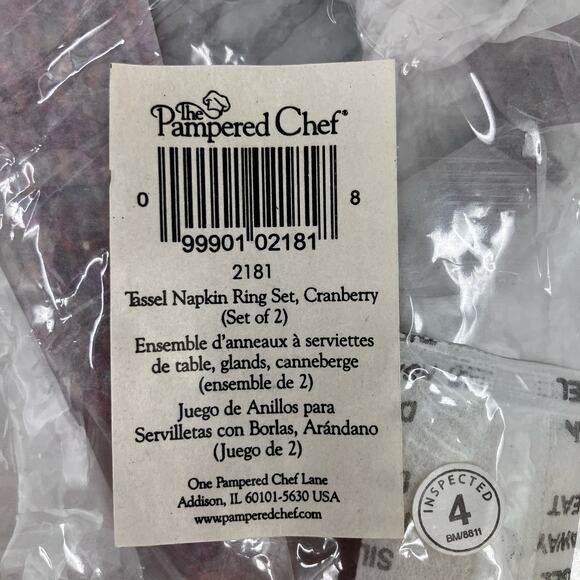 The Pampered Chef 2181 Multi-Colored Cranberry Beaded Tassel Napkin Ring 2 Set - Picture 2 of 4